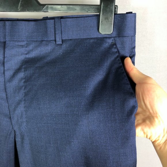 Trunk Club Navy Blue Small Check Wool Dress Pants Size 36W - Picture 4 of 8